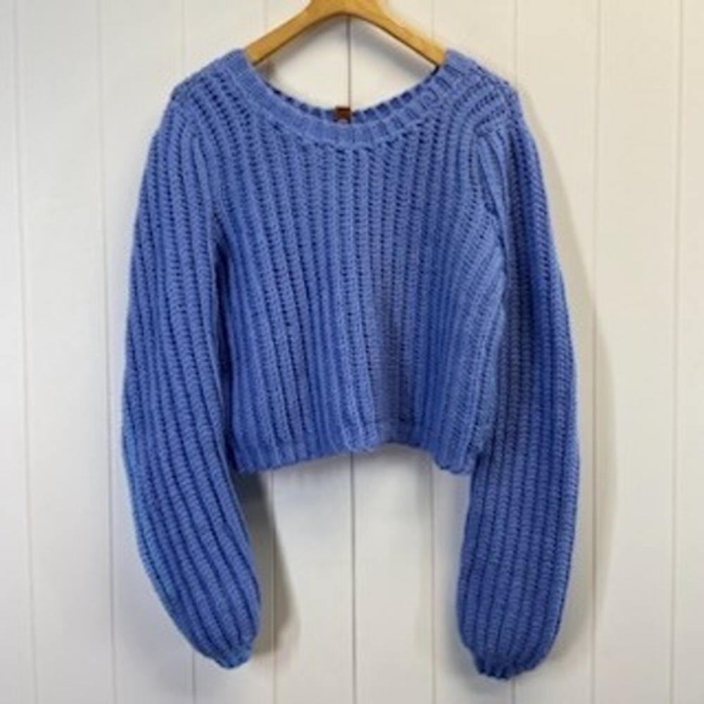 Handmade Boho Crochet Chunky Knit Sweater Women Medium Academia Preppy Cropped